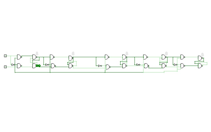 5-Bit SIPO circuit using Flip-Flops at Gate Level on CircitVerse