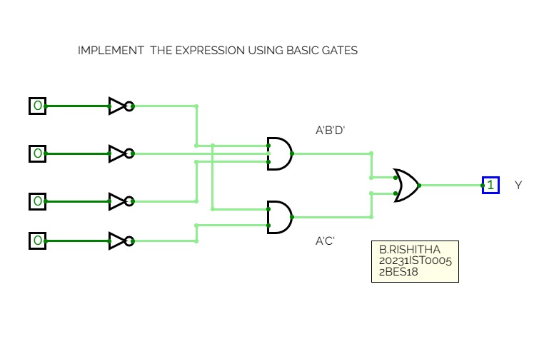 IMPLEMENT THE EXPRESSION USING BASIC GATES EXP-3