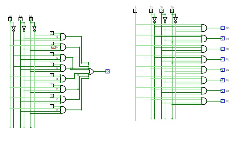 8x1 multiplexer&amp; 1x8 demultiplexer