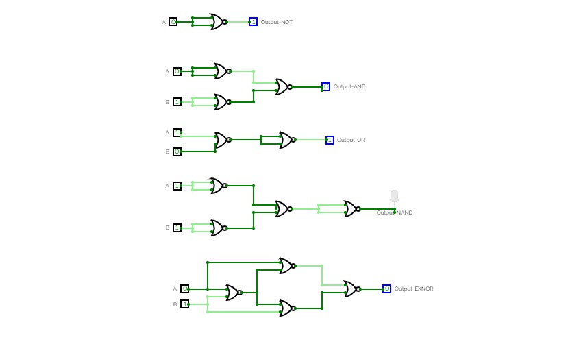 Verification of basic logic gates using universal gates