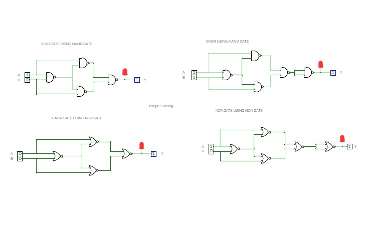 CircuitVerse - XNOR AND XOR USING UNIVERSAL GATES