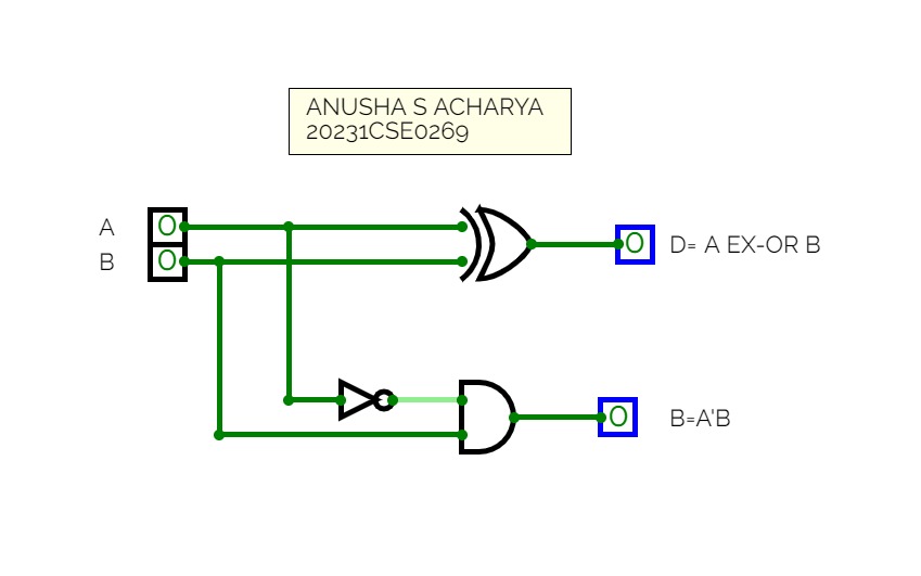 CircuitVerse - HALF SUB USING BASIC GATE