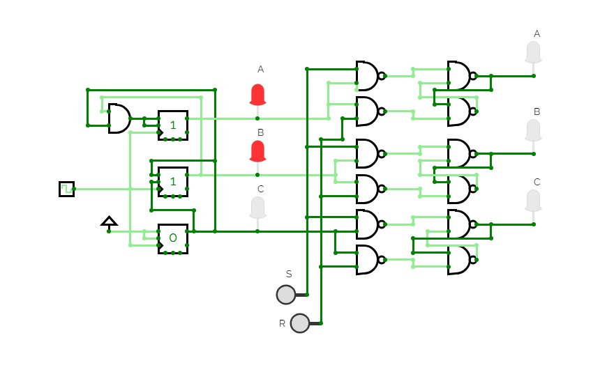 CircuitVerse - JK Flip Flop counter/ gated SR Latch