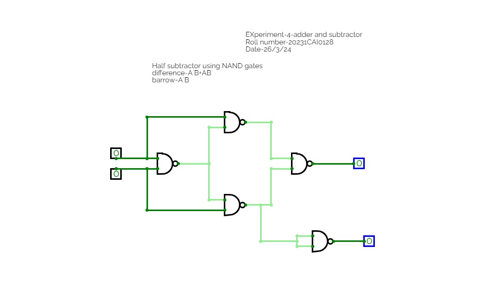 CircuitVerse - Half subtractor using NAND gates