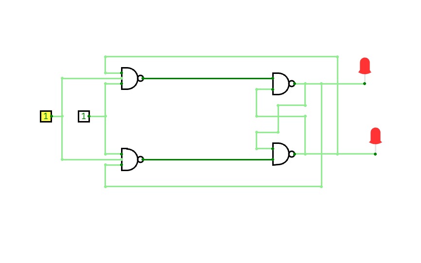 CircuitVerse - T Flip-flop using NAND gates