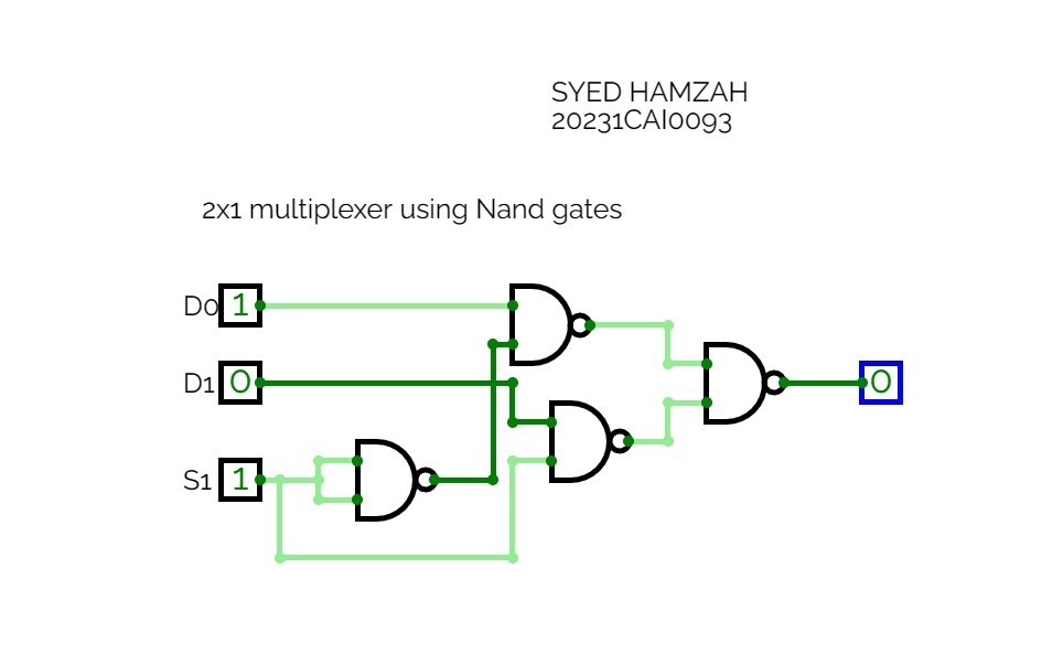 CircuitVerse - 2x1 multiplexer using NAND gate